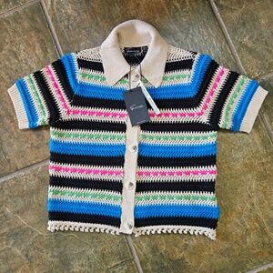 NWT Crochet Short Sleeved Cardigan SIZE-SMALL Northern Reflections